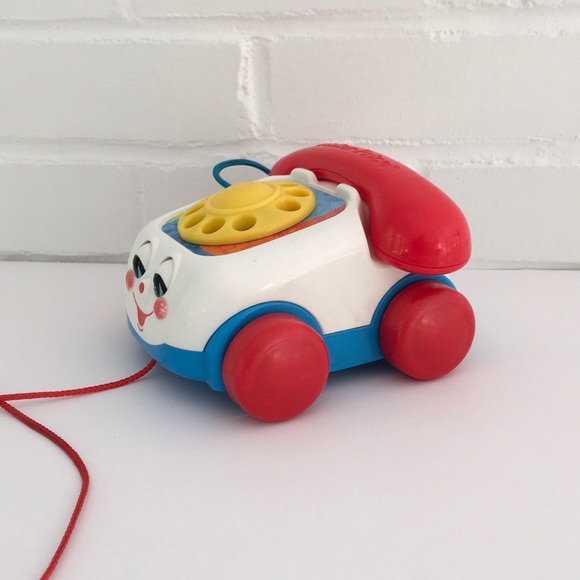 Classic Vintage Old Style Toddler Baby Fisher Price Pull Toy Play Phone - Picture 2 of 8